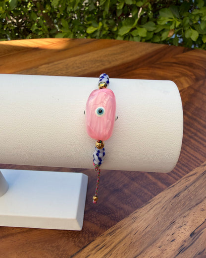 Pulsera Hilo Ojo Rosa