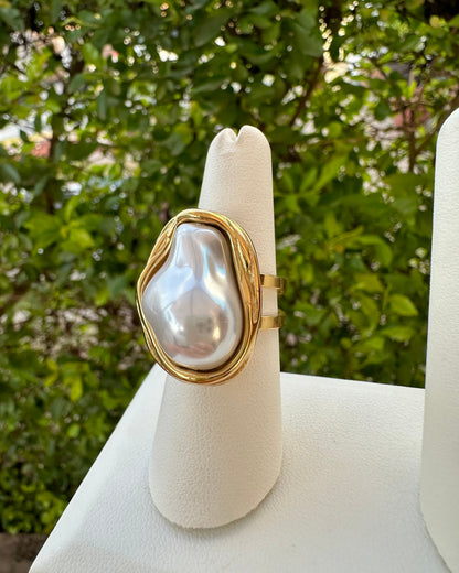 Anillo Perla Grande Acero