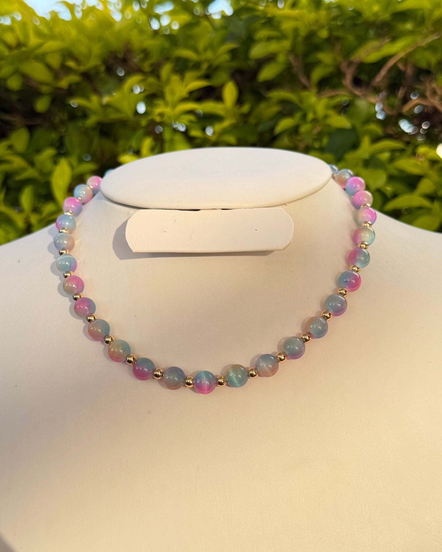 Collar Ojo de Gato Rosa