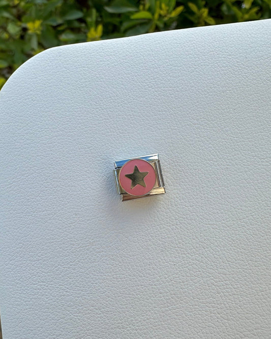 Charm Estrella Circulo Rosa
