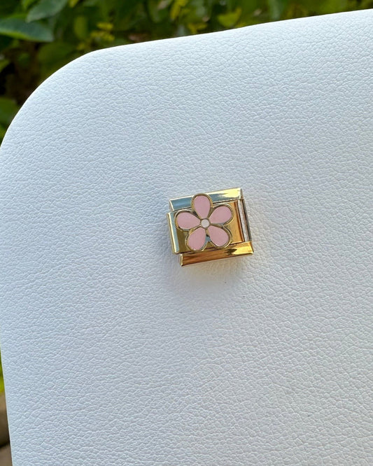 Charm Flor Rosa Dorada
