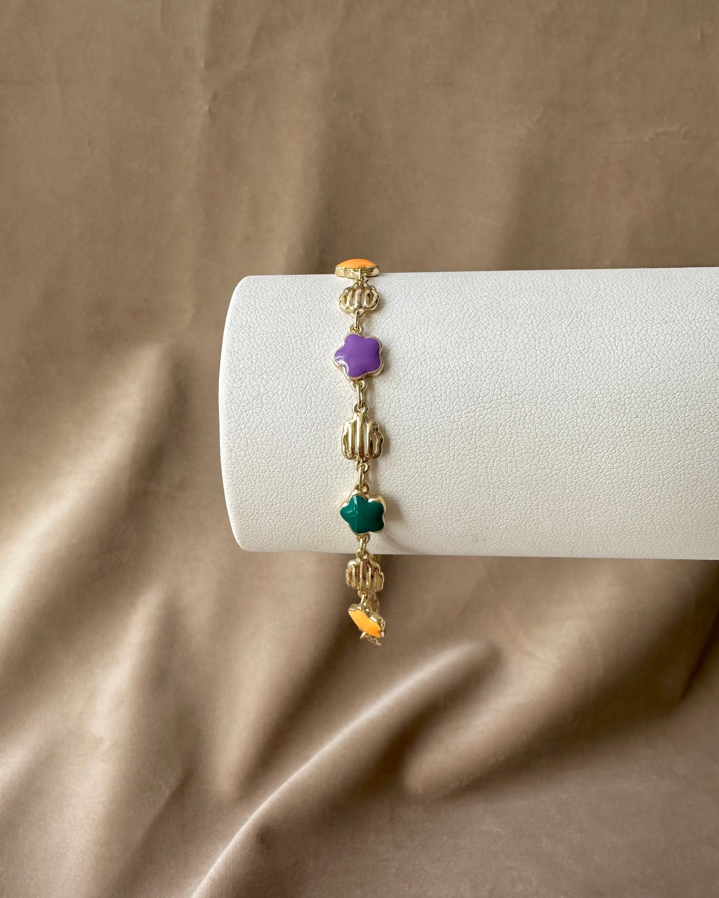 Pulsera Flor Lila/Verde