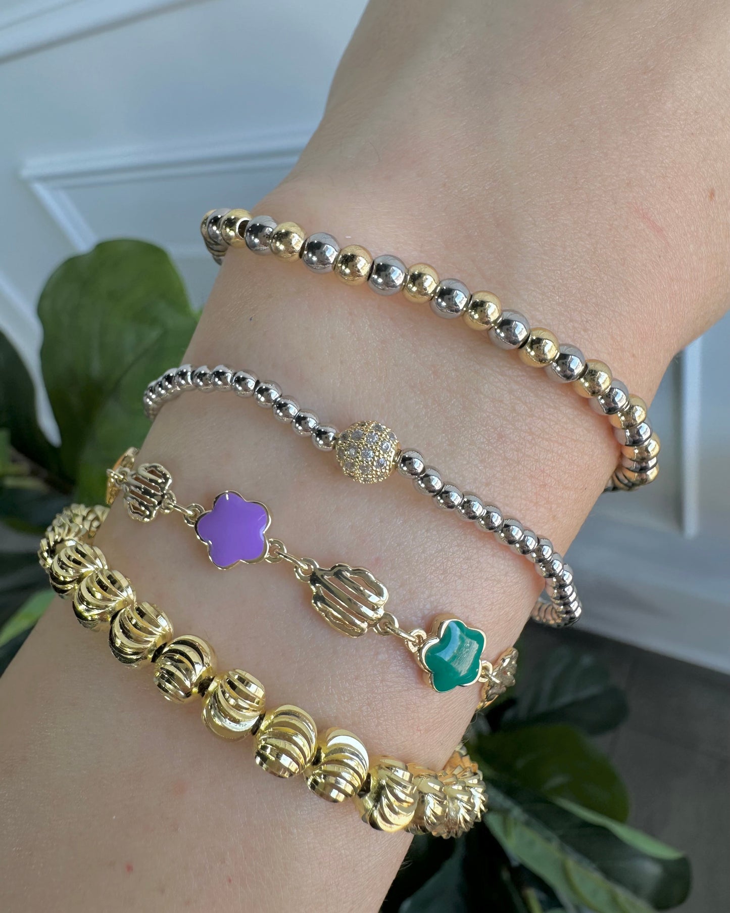 Pulsera Flor Lila/Verde