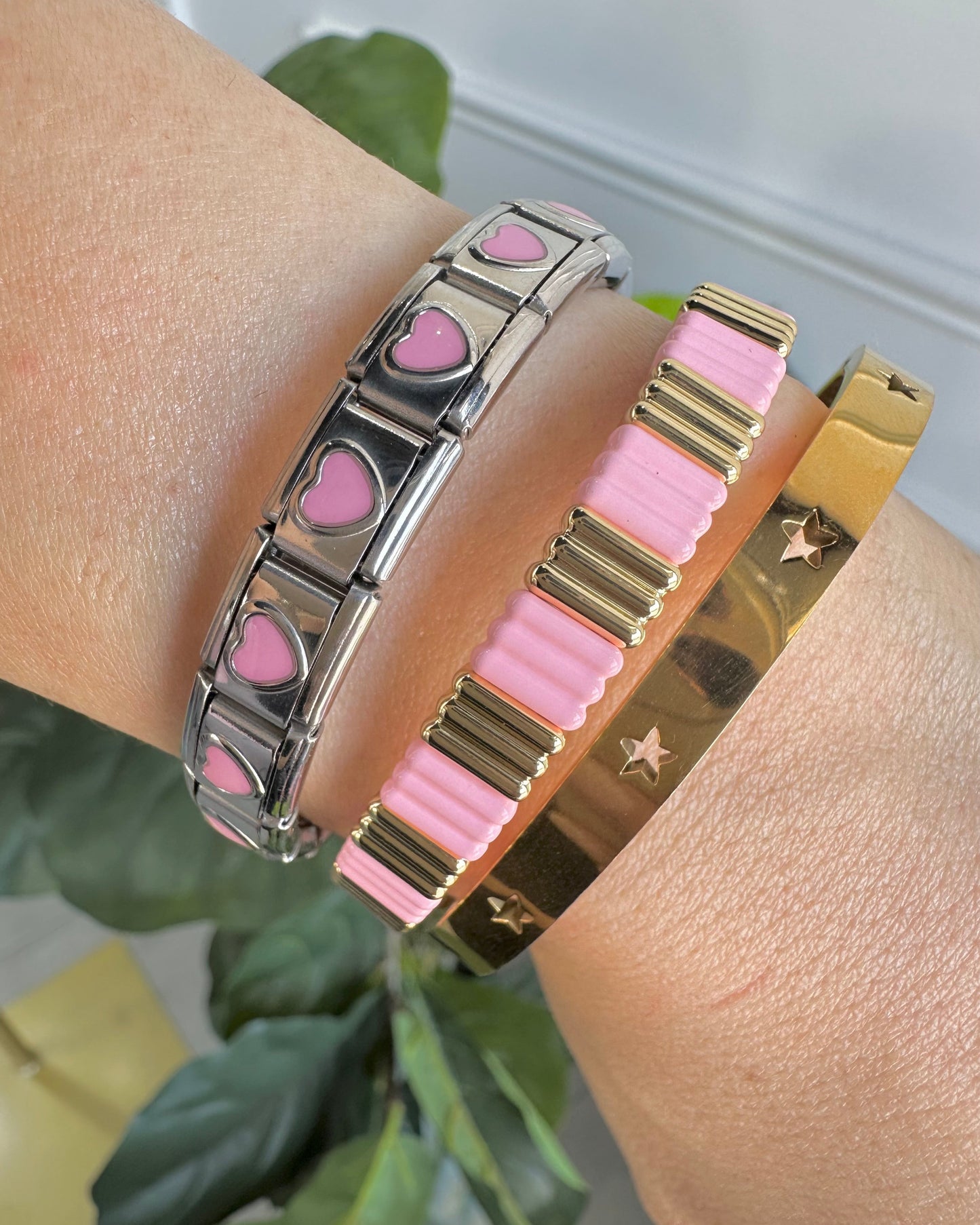 Pulsera Italiana Corazón Rosa