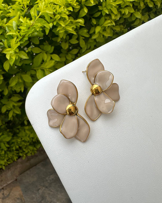 Arete Hoja Beige