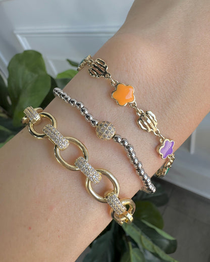 Pulsera Flor Lila/Verde