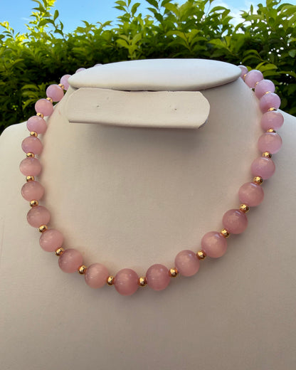 Collar Ojo de Gato Rosa Pastel M