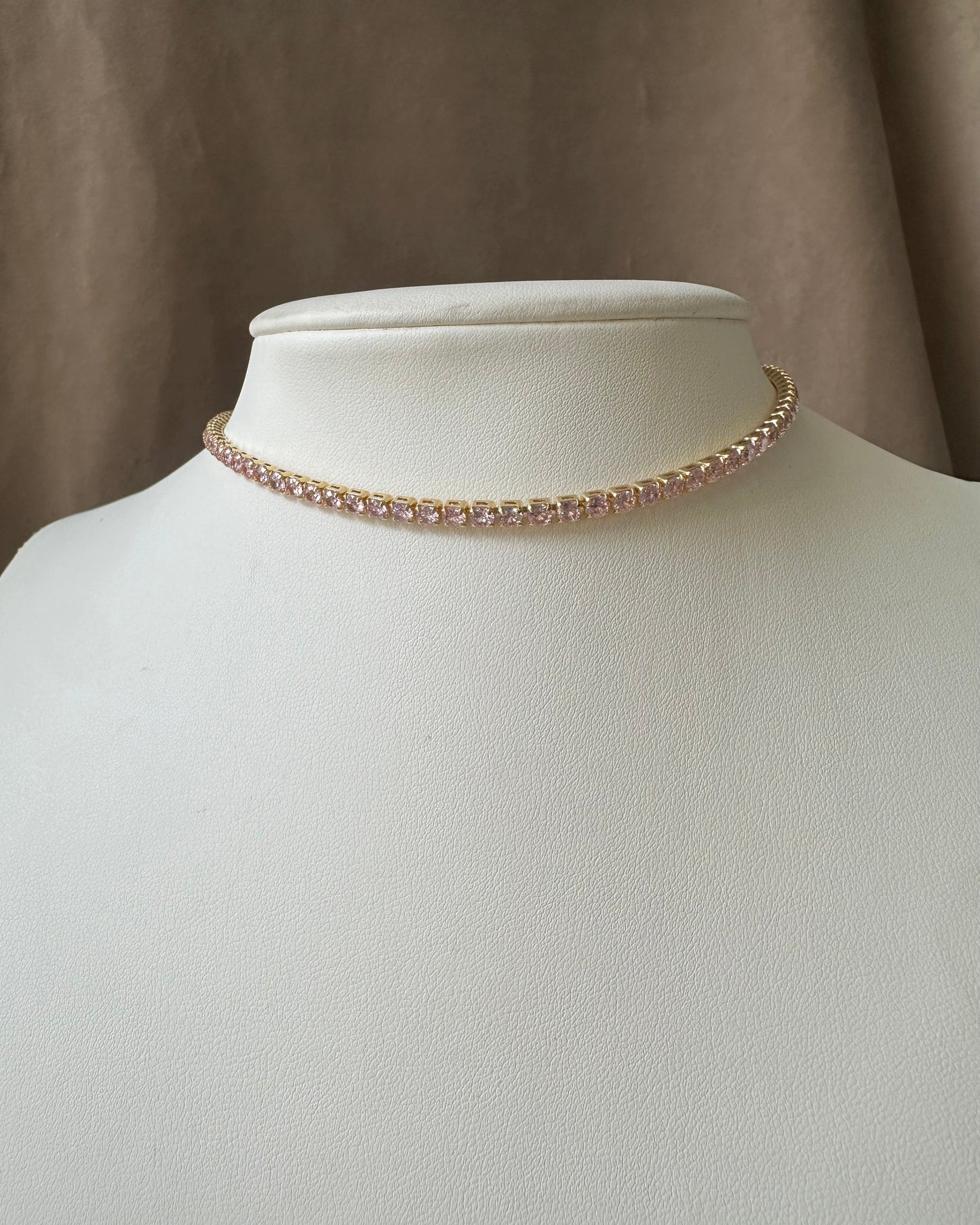 Collar Brillo Mini Delgadita Rosa
