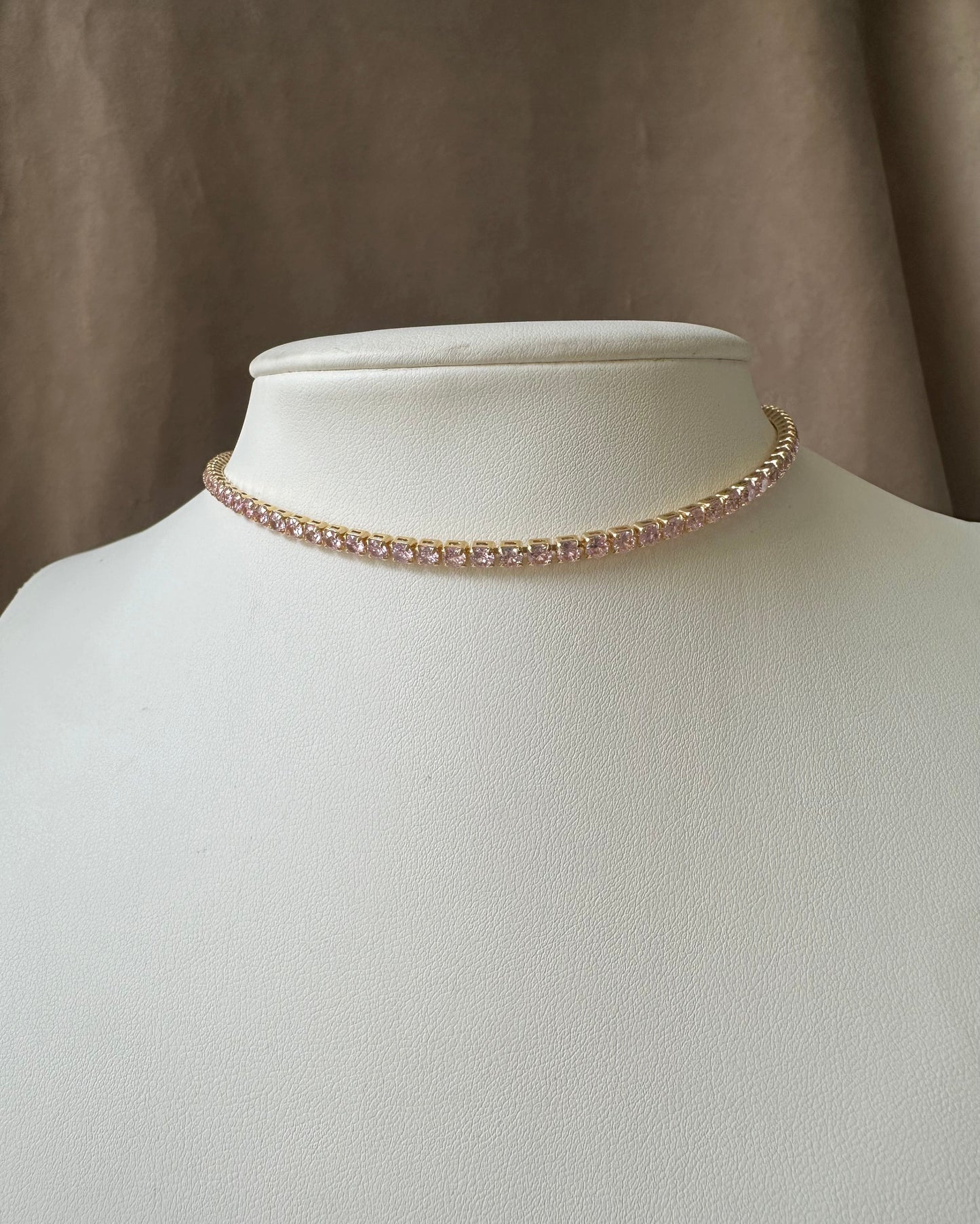 Collar Brillo Mini Delgadita Rosa