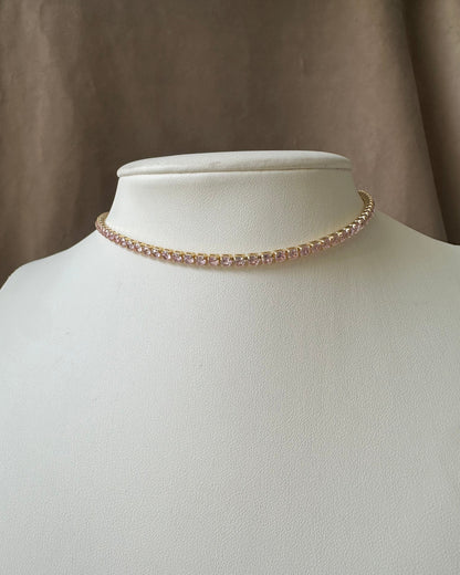 Collar Brillo Mini Delgadita Rosa