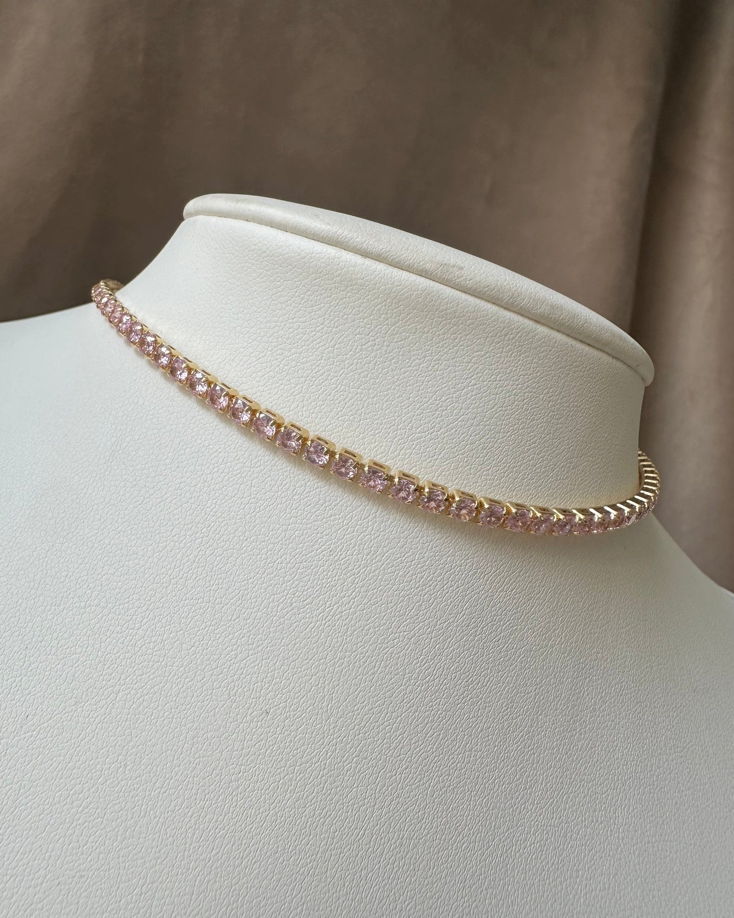 Collar Brillo Mini Delgadita Rosa