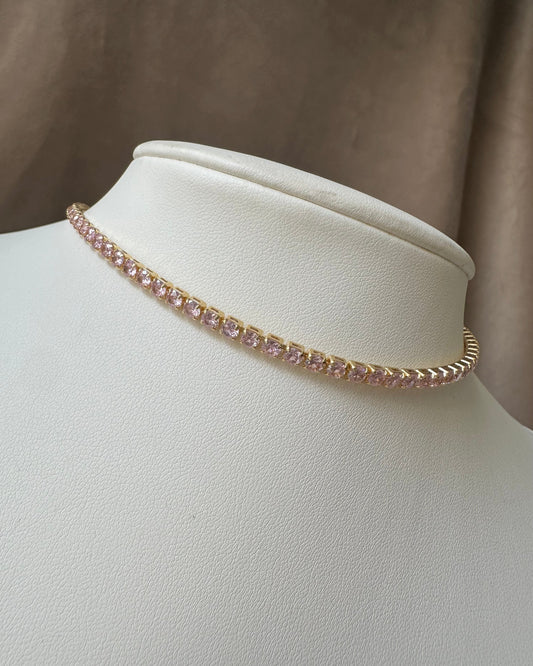 Collar Brillo Mini Delgadita Rosa