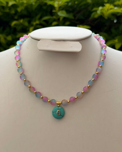 Collar Ojo de Gato Rosa Dije