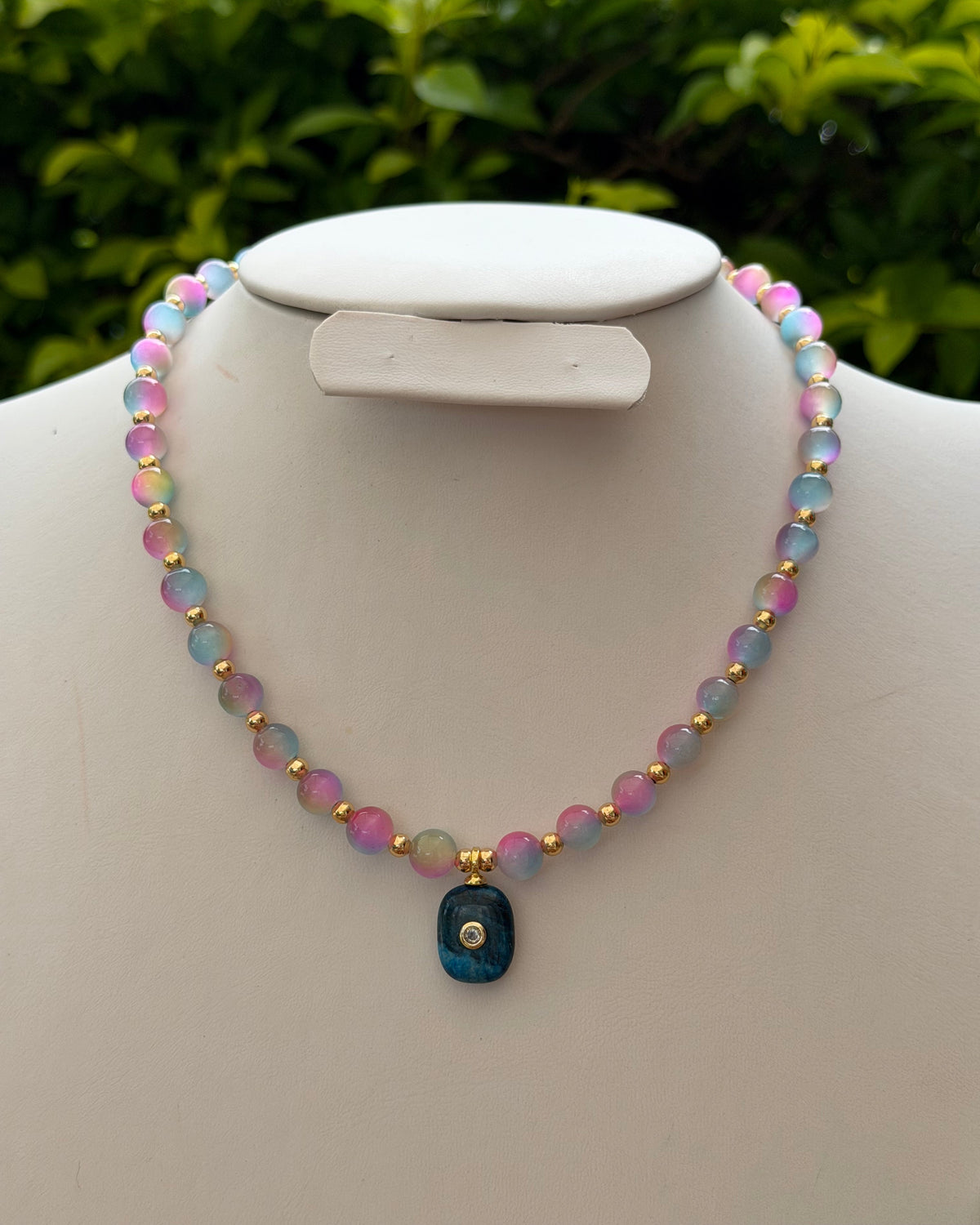 Collar Ojo de Gato Rosa Dije