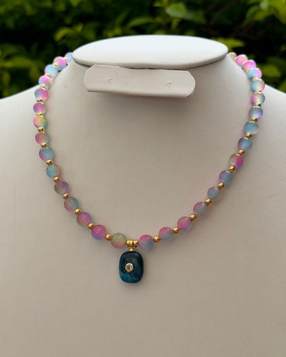 Collar Ojo de Gato Rosa Dije