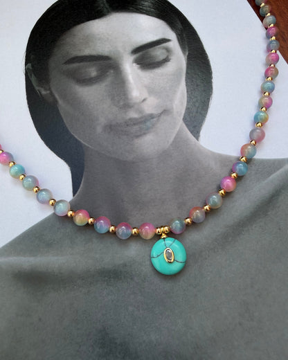 Collar Ojo de Gato Rosa Dije