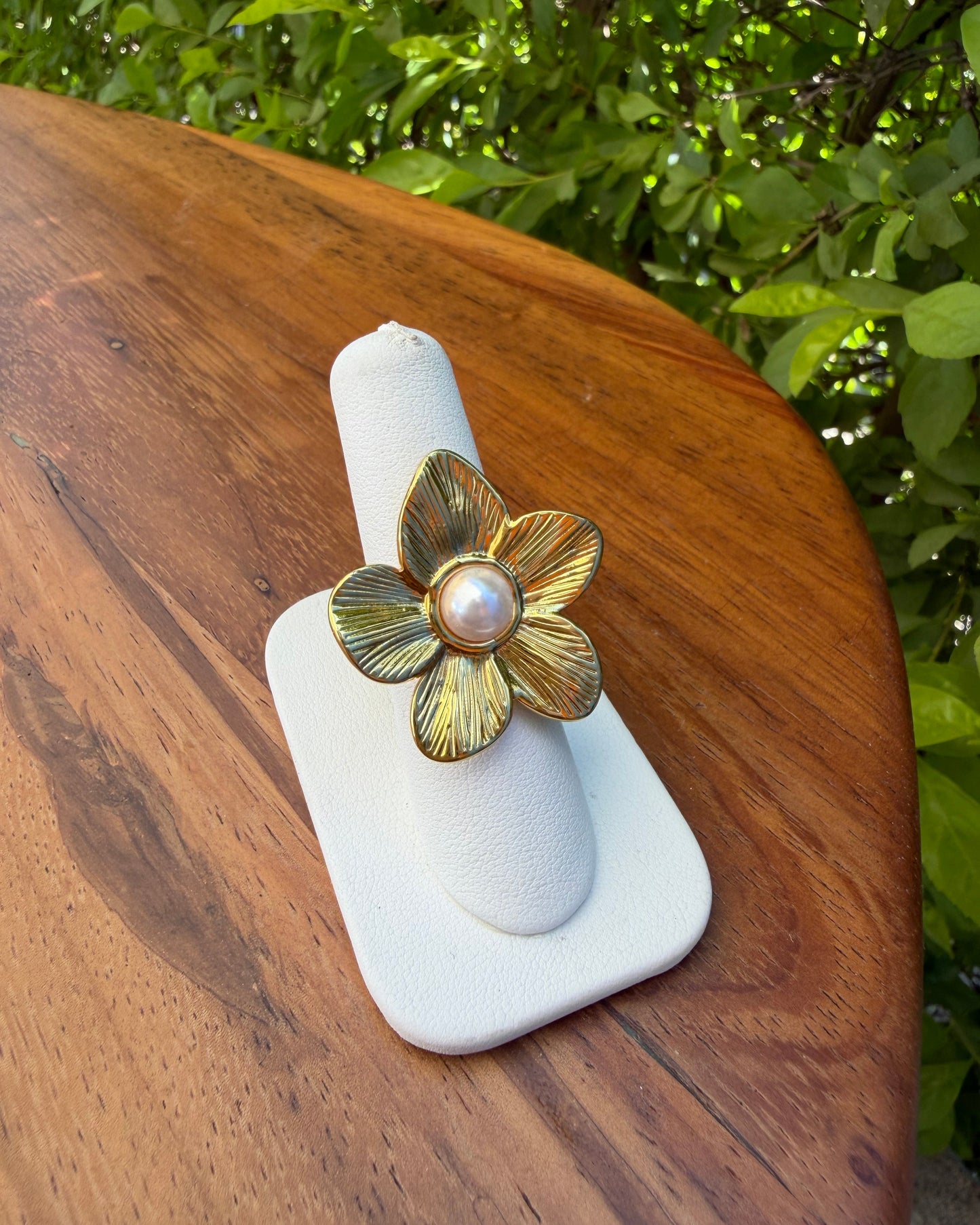 Anillo Flor Perla