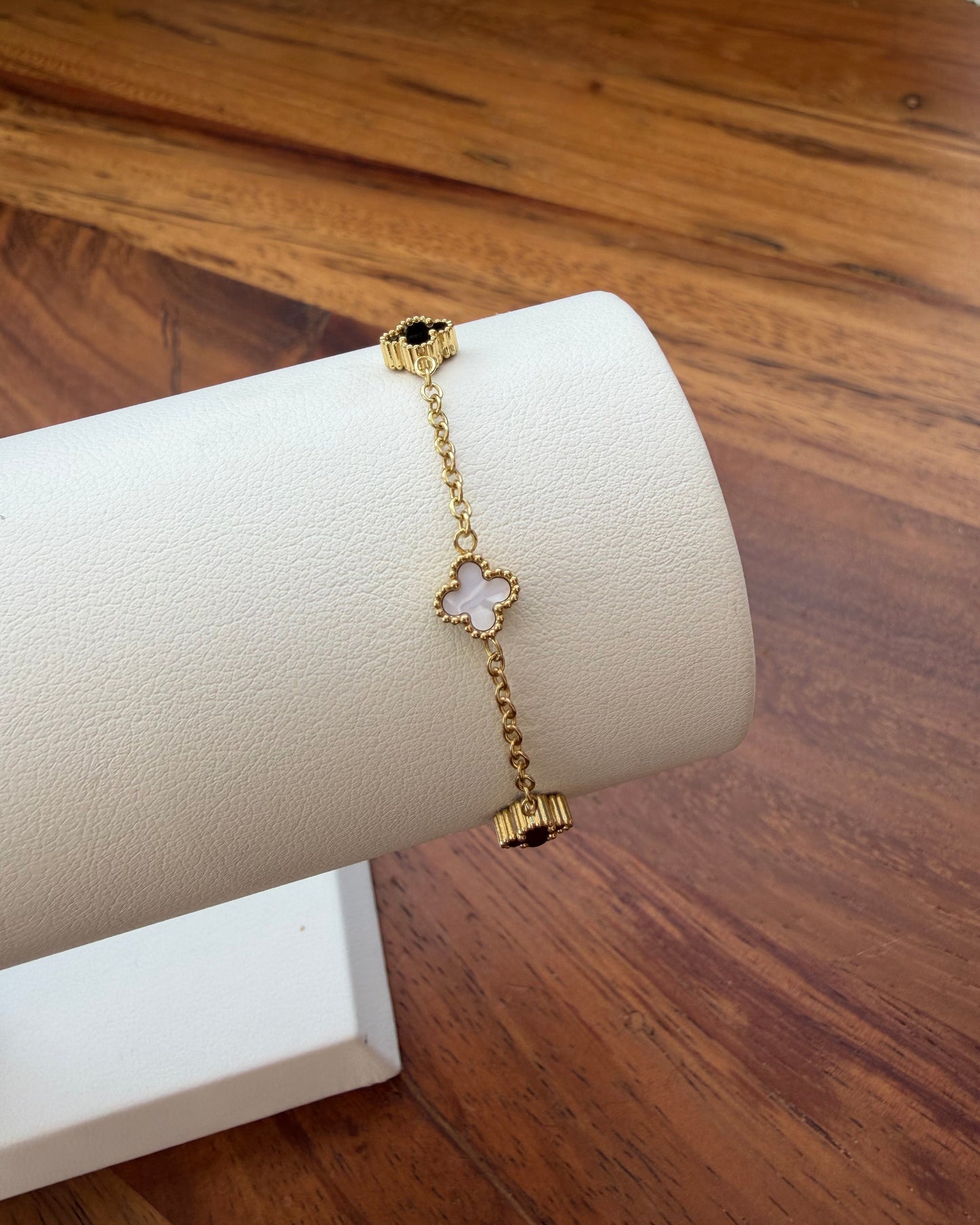 Pulsera Dupe Van Cleef Blanco/Negro