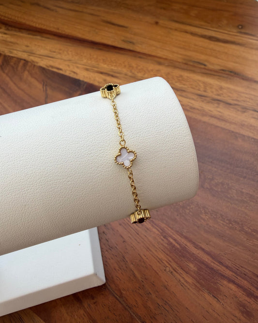 Pulsera Dupe Van Cleef Blanco/Negro