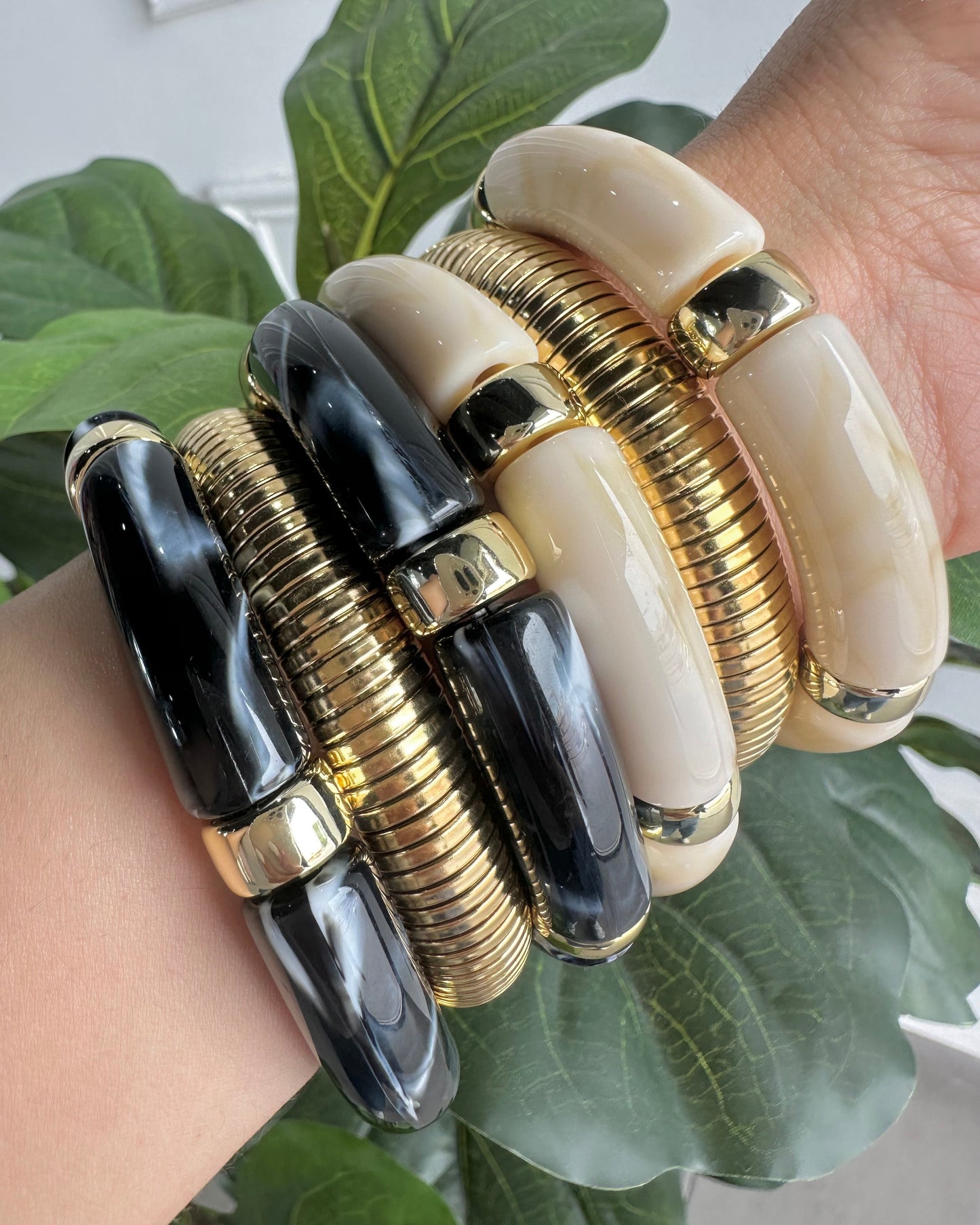 Pulsera Acrílico Beige Gde