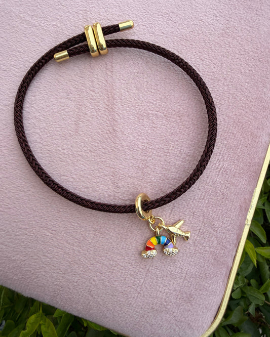 Pulsera Colores Dijes Café
