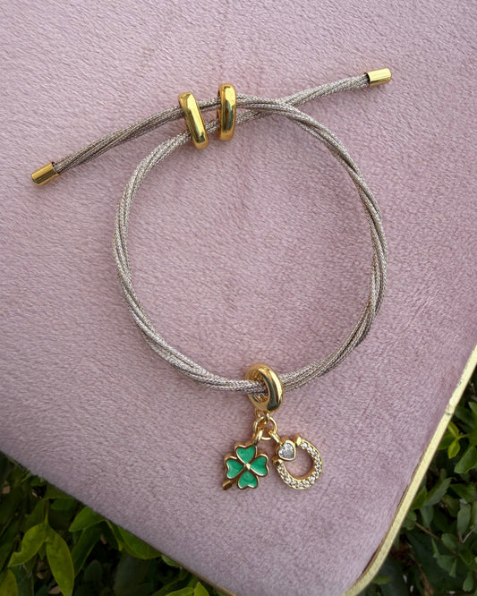 Pulsera Colores Dijes Rosa Palo