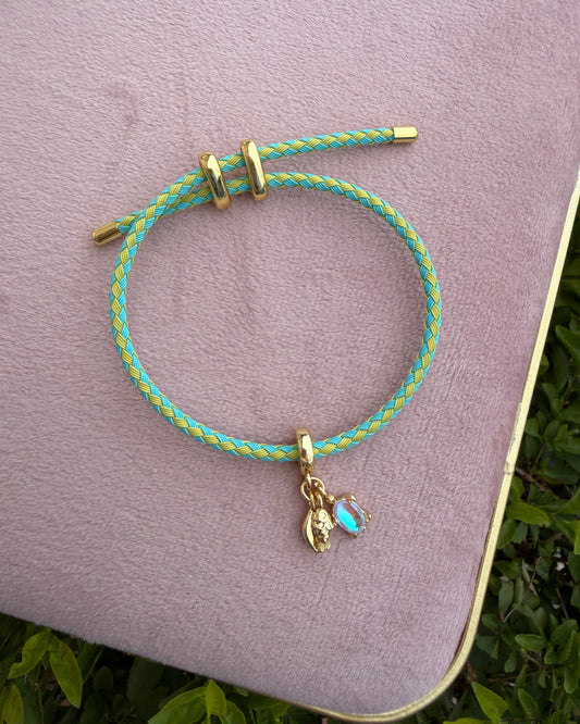 Pulsera Colores Dijes Amarillo/Aqua