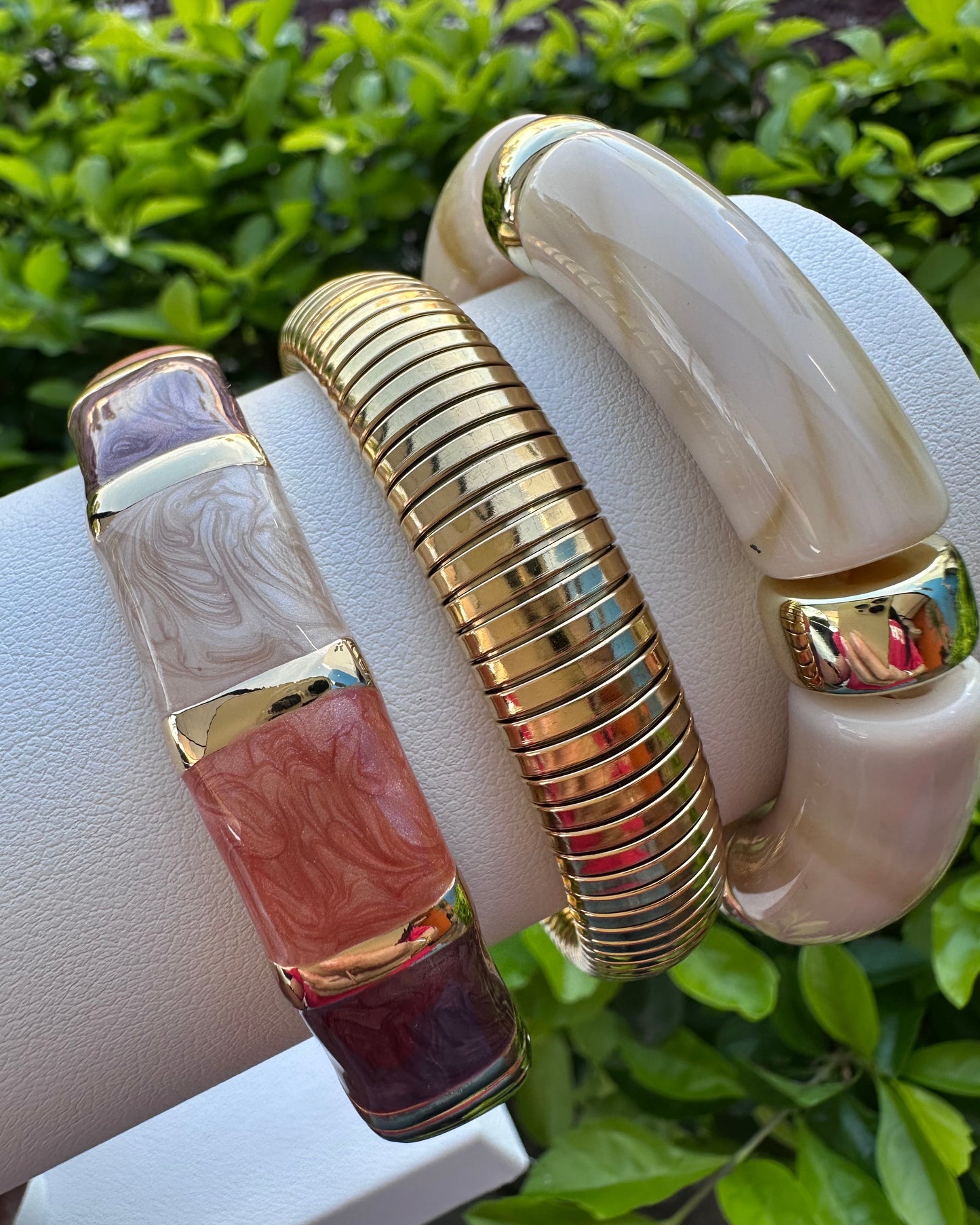 Pulsera Bloques Café/Naranja