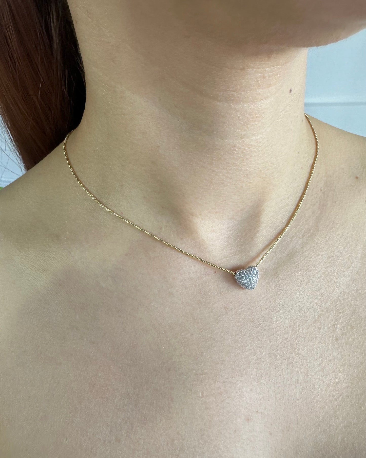 Collar Corazón Brillo Bicolor