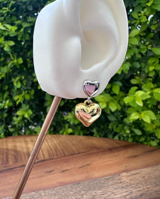 Arete Corazón Bicolor