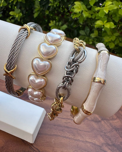 Pulsera Bloques H Beige