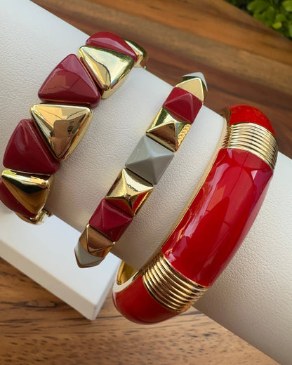 Pulsera Estoperoles Rojo/Gris