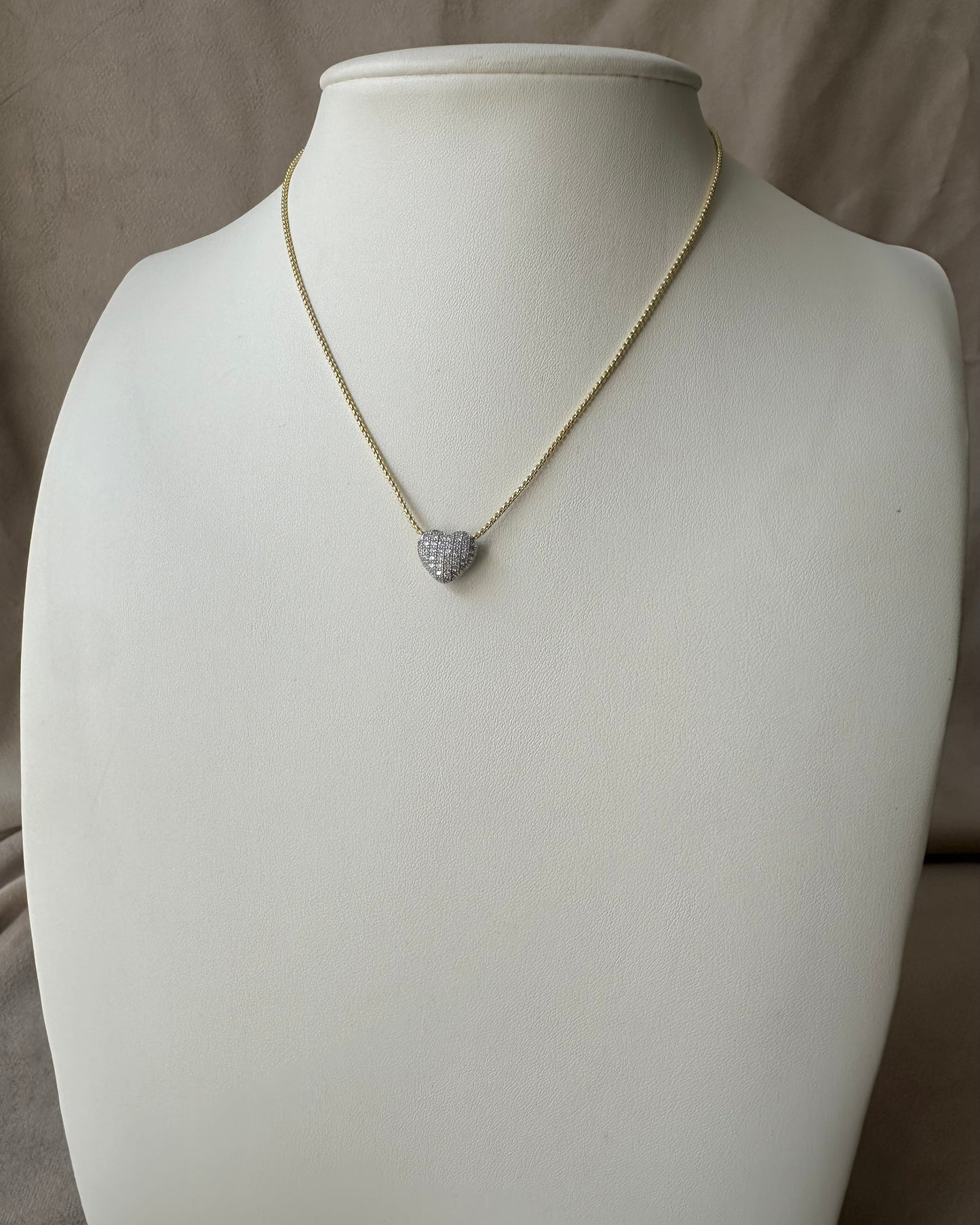 Collar Corazón Brillo Bicolor
