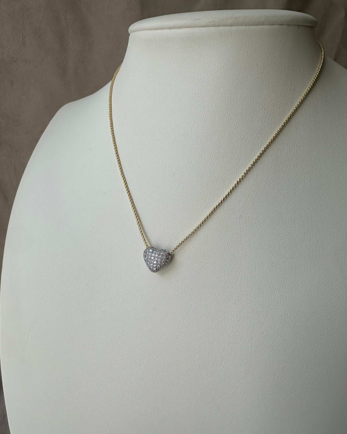 Collar Corazón Brillo Bicolor
