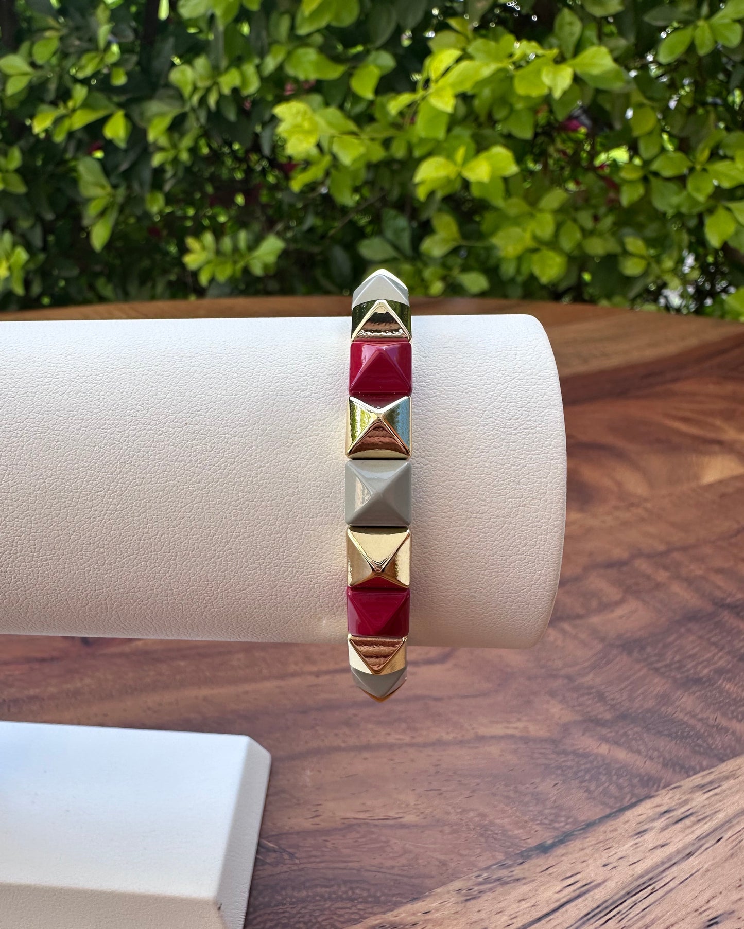 Pulsera Estoperoles Rojo/Gris