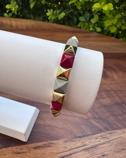 Pulsera Estoperoles Rojo/Gris