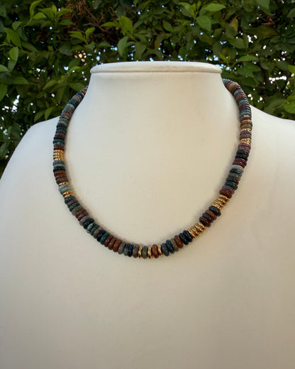 Collar Piedras Azul Café