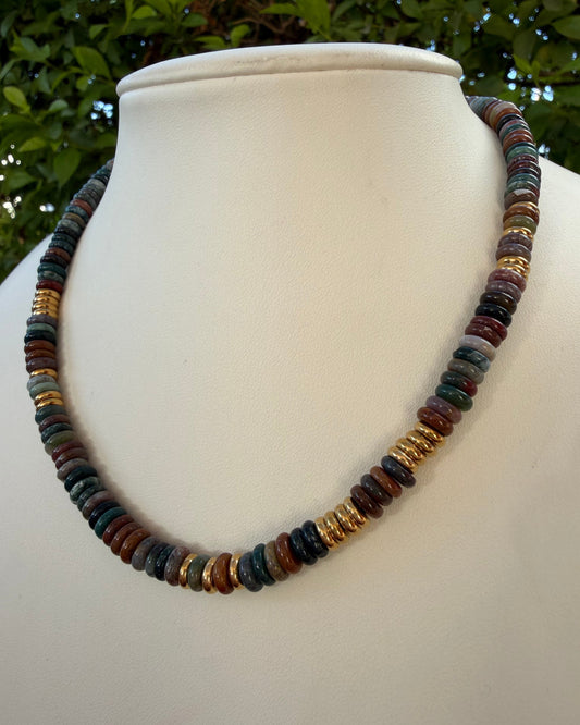 Collar Piedras Azul Café