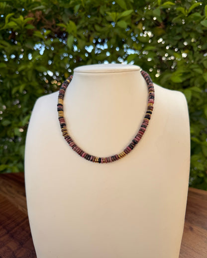Collar Piedras Rosa Café