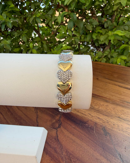 Pulsera Corazones Brillo