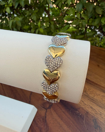 Pulsera Corazones Brillo