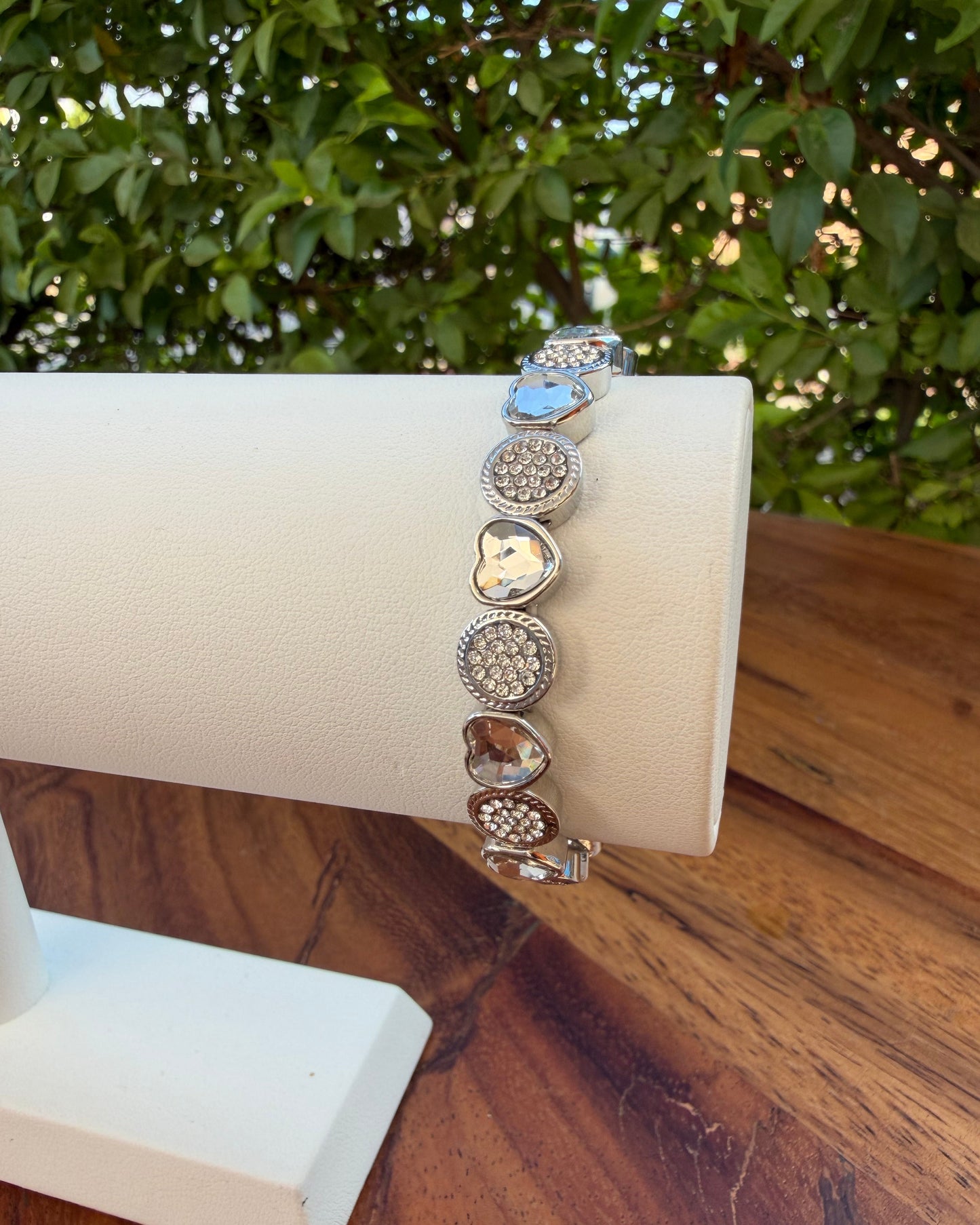 Pulsera Plata Corazón Brillo