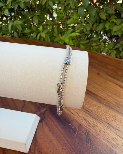 Pulsera Plata Doble Brillo
