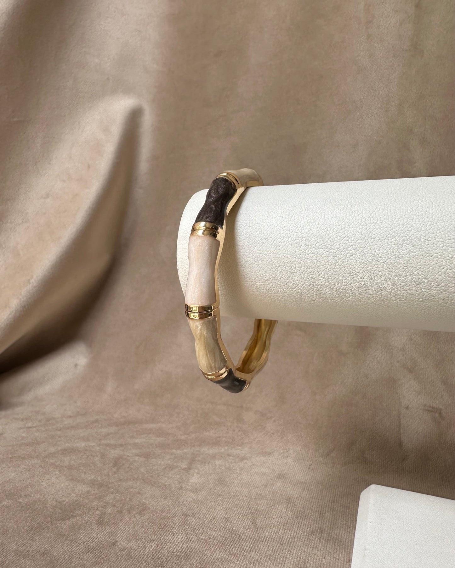 Pulsera Bloques H Beige/Café