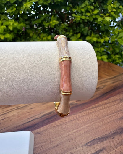 Pulsera Bloques H Rosa/Beige