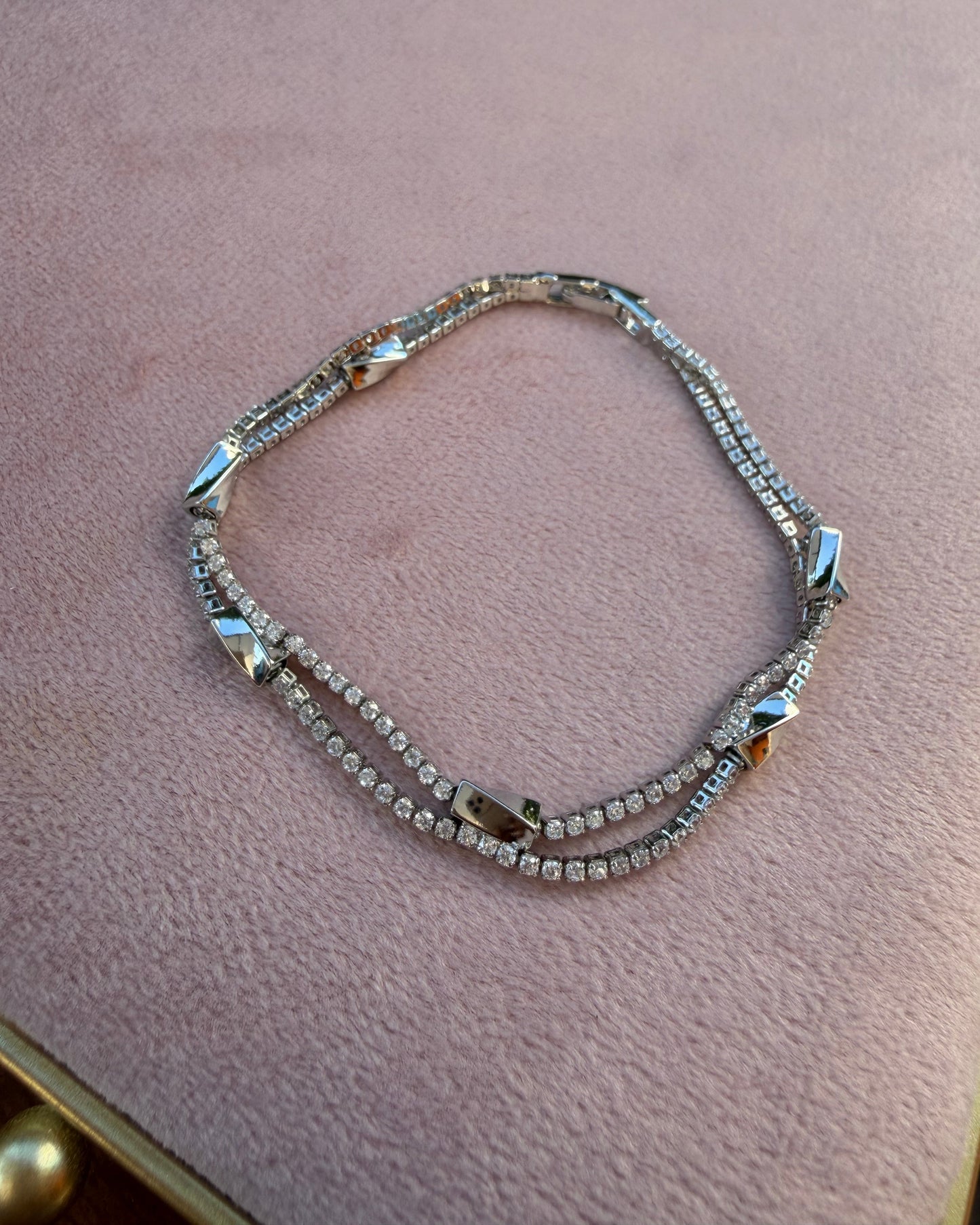 Pulsera Plata Doble Brillo
