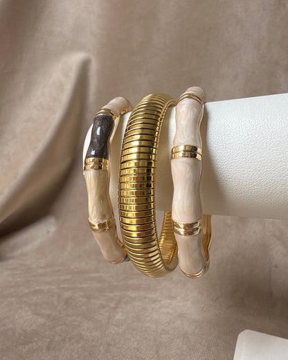 Pulsera Bloques H Beige