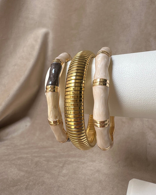 Pulsera Bloques H Beige