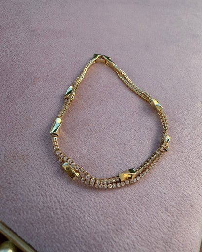 Pulsera Doble Dorada Brillo