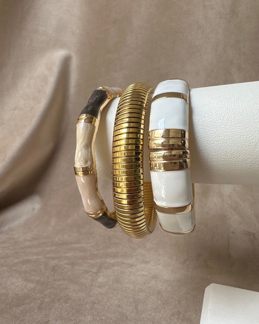 Pulsera Bloques H Beige/Café